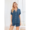 image:imageEkouaer Womens Pajamas Set 2 Pack Button Down Summer Sleepwear Short Sleeve Comfy Pjs Loungewear SetBlueBlue Stars