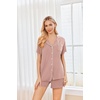 image:imageEkouaer Womens Pajamas Set 2 Pack Button Down Summer Sleepwear Short Sleeve Comfy Pjs Loungewear SetDusty PinkLight Gray