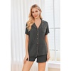 image:imageEkouaer Womens Pajamas Set 2 Pack Button Down Summer Sleepwear Short Sleeve Comfy Pjs Loungewear SetGrayGray Stars