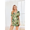 image:imageEkouaer Womens Pajamas Set 2 Pack Button Down Summer Sleepwear Short Sleeve Comfy Pjs Loungewear SetGreen Cat PrintChampagne Dog Print