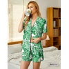 image:imageEkouaer Womens Pajamas Set 2 Pack Button Down Summer Sleepwear Short Sleeve Comfy Pjs Loungewear SetGreenNavy Leaves