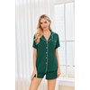 image:imageEkouaer Womens Pajamas Set 2 Pack Button Down Summer Sleepwear Short Sleeve Comfy Pjs Loungewear SetGreenNavy Leaves