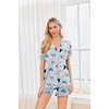 image:imageEkouaer Womens Pajamas Set 2 Pack Button Down Summer Sleepwear Short Sleeve Comfy Pjs Loungewear SetLight Blue CatLight Blue