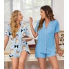 image:imageEkouaer Womens Pajamas Set 2 Pack Button Down Summer Sleepwear Short Sleeve Comfy Pjs Loungewear SetLight Blue CatLight Blue