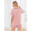 image:imageEkouaer Womens Pajamas Set 2 Pack Button Down Summer Sleepwear Short Sleeve Comfy Pjs Loungewear SetLilacPink