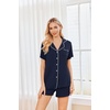 image:imageEkouaer Womens Pajamas Set 2 Pack Button Down Summer Sleepwear Short Sleeve Comfy Pjs Loungewear SetNavy BlueBrown Leopard
