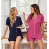 image:imageEkouaer Womens Pajamas Set 2 Pack Button Down Summer Sleepwear Short Sleeve Comfy Pjs Loungewear SetNavy BlueHot Pink