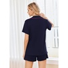 image:imageEkouaer Womens Pajamas Set 2 Pack Button Down Summer Sleepwear Short Sleeve Comfy Pjs Loungewear SetNavy BlueHot Pink