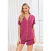 image:imageEkouaer Womens Pajamas Set 2 Pack Button Down Summer Sleepwear Short Sleeve Comfy Pjs Loungewear SetNavy BlueHot Pink