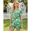image:imageEkouaer Womens Pajamas Set 2 Pack Button Down Summer Sleepwear Short Sleeve Comfy Pjs Loungewear SetNavy LeavesPink Leaves