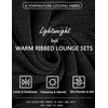 image:imageEkouaer Womens Pajamas Set 2 Piece Lounge Sets Ribbed Knit Button Down Pjs Set Fleece Long Sleeve SleepwearBlack