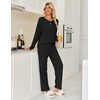 image:imageEkouaer Womens Pajamas Set 2 Piece Lounge Sets Ribbed Knit Button Down Pjs Set Fleece Long Sleeve SleepwearBlack