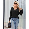 image:imageEkouaer Womens Pajamas Set 2 Piece Lounge Sets Ribbed Knit Button Down Pjs Set Fleece Long Sleeve SleepwearBlack