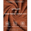 image:imageEkouaer Womens Pajamas Set 2 Piece Lounge Sets Ribbed Knit Button Down Pjs Set Fleece Long Sleeve SleepwearBrick Red