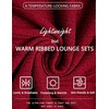 image:imageEkouaer Womens Pajamas Set 2 Piece Lounge Sets Ribbed Knit Button Down Pjs Set Fleece Long Sleeve SleepwearBurgundy