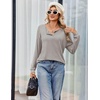 image:imageEkouaer Womens Pajamas Set 2 Piece Lounge Sets Ribbed Knit Button Down Pjs Set Fleece Long Sleeve SleepwearCharcoal Gray