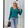 image:imageEkouaer Womens Pajamas Set 2 Piece Lounge Sets Ribbed Knit Button Down Pjs Set Fleece Long Sleeve SleepwearGreen