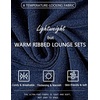 image:imageEkouaer Womens Pajamas Set 2 Piece Lounge Sets Ribbed Knit Button Down Pjs Set Fleece Long Sleeve SleepwearNavy Blue