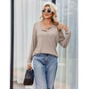 image:imageEkouaer Womens Pajamas Set 2 Piece Lounge Sets Ribbed Knit Button Down Pjs Set Fleece Long Sleeve SleepwearTaupe Gray