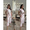 image:imageEkouaer Womens Pajamas Set Short Sleeve Top With Capri Pants Pjs Lounge amp Sleepwear Set SXXL01 WhitePink Floral