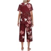 image:imageEkouaer Womens Pajamas Set Short Sleeve Top With Capri Pants Pjs Lounge amp Sleepwear Set SXXL02 Floral Wine