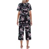 image:imageEkouaer Womens Pajamas Set Short Sleeve Top With Capri Pants Pjs Lounge amp Sleepwear Set SXXL0black With Pink Floral