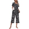 image:imageEkouaer Womens Pajamas Set Short Sleeve Top With Capri Pants Pjs Lounge amp Sleepwear Set SXXL0black With White Dot