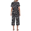 image:imageEkouaer Womens Pajamas Set Short Sleeve Top With Capri Pants Pjs Lounge amp Sleepwear Set SXXL0black With White Dot