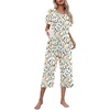 image:imageEkouaer Womens Pajamas Set Short Sleeve Top With Capri Pants Pjs Lounge amp Sleepwear Set SXXL0white With Leaves