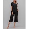 image:imageEkouaer Womens Pajamas Set Short Sleeve Top With Capri Pants Pjs Lounge amp Sleepwear Set SXXLBlack
