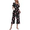 image:imageEkouaer Womens Pajamas Set Short Sleeve Top With Capri Pants Pjs Lounge amp Sleepwear Set SXXLBlack Heart