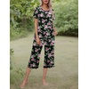 image:imageEkouaer Womens Pajamas Set Short Sleeve Top With Capri Pants Pjs Lounge amp Sleepwear Set SXXLBlackPink Flower