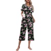 image:imageEkouaer Womens Pajamas Set Short Sleeve Top With Capri Pants Pjs Lounge amp Sleepwear Set SXXLBlackPink Flower