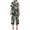 image:imageEkouaer Womens Pajamas Set Short Sleeve Top With Capri Pants Pjs Lounge amp Sleepwear Set SXXLBlackWhite FlowerGreen Leaf