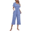 image:imageEkouaer Womens Pajamas Set Short Sleeve Top With Capri Pants Pjs Lounge amp Sleepwear Set SXXLBlueWhite Pot