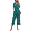 image:imageEkouaer Womens Pajamas Set Short Sleeve Top With Capri Pants Pjs Lounge amp Sleepwear Set SXXLDark GreenCarton Print