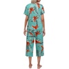 image:imageEkouaer Womens Pajamas Set Short Sleeve Top With Capri Pants Pjs Lounge amp Sleepwear Set SXXLLake BlueOrange Flower