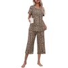 image:imageEkouaer Womens Pajamas Set Short Sleeve Top With Capri Pants Pjs Lounge amp Sleepwear Set SXXLLeopard