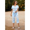 image:imageEkouaer Womens Pajamas Set Short Sleeve Top With Capri Pants Pjs Lounge amp Sleepwear Set SXXLLight BlueWhit Flower