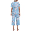 image:imageEkouaer Womens Pajamas Set Short Sleeve Top With Capri Pants Pjs Lounge amp Sleepwear Set SXXLLight BlueWhit Flower