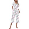 image:imageEkouaer Womens Pajamas Set Short Sleeve Top With Capri Pants Pjs Lounge amp Sleepwear Set SXXLLilac Flower