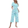 image:imageEkouaer Womens Pajamas Set Short Sleeve Top With Capri Pants Pjs Lounge amp Sleepwear Set SXXLMint GreenButterfly