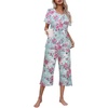 image:imageEkouaer Womens Pajamas Set Short Sleeve Top With Capri Pants Pjs Lounge amp Sleepwear Set SXXLMint GreenPink Rose