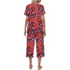 image:imageEkouaer Womens Pajamas Set Short Sleeve Top With Capri Pants Pjs Lounge amp Sleepwear Set SXXLNavy With Red Flower