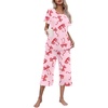 image:imageEkouaer Womens Pajamas Set Short Sleeve Top With Capri Pants Pjs Lounge amp Sleepwear Set SXXLPink Bow