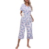 image:imageEkouaer Womens Pajamas Set Short Sleeve Top With Capri Pants Pjs Lounge amp Sleepwear Set SXXLWhitePinkBlue Butterfly