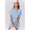 image:imageEkouaer Womens Pajamas Sets Soft 95 Cotton Pjs Short Sleeve Lounge Sets Casual Two Piece Pjs With PocketsBlue