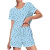 image:imageEkouaer Womens Pajamas Sets Soft 95 Cotton Pjs Short Sleeve Lounge Sets Casual Two Piece Pjs With PocketsBlue Flowers