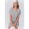 image:imageEkouaer Womens Pajamas Sets Soft 95 Cotton Pjs Short Sleeve Lounge Sets Casual Two Piece Pjs With PocketsLight Grey
