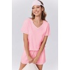image:imageEkouaer Womens Pajamas Sets Soft 95 Cotton Pjs Short Sleeve Lounge Sets Casual Two Piece Pjs With PocketsPink